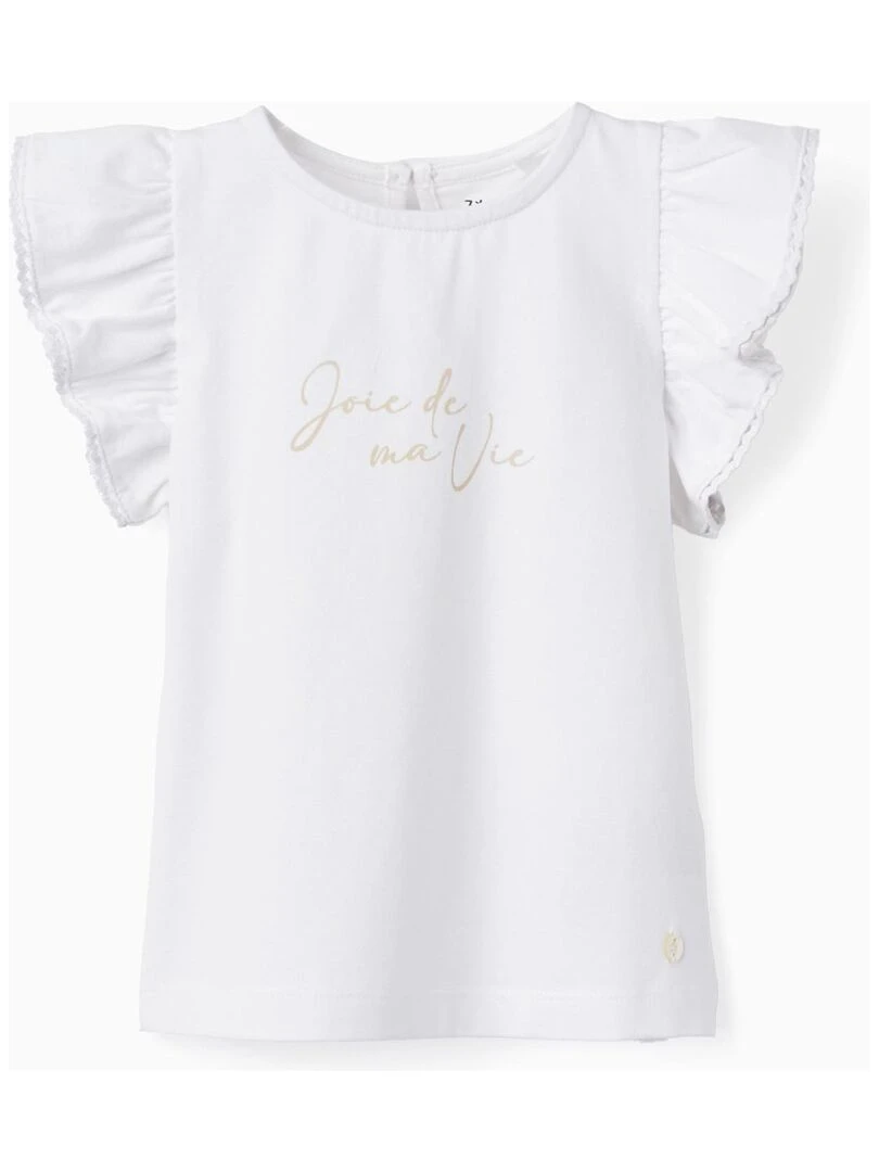 T shirt avec dentelle pour bébé fille 'Joie de ma Vie' manches courtes MATISSE Blanc