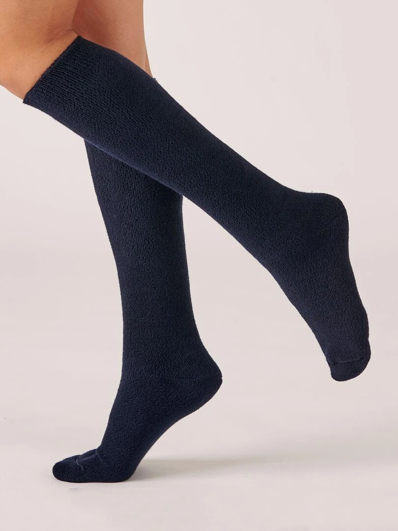 Mi bas jersey maille bouclette Thermolactyl Damart Bleu marine