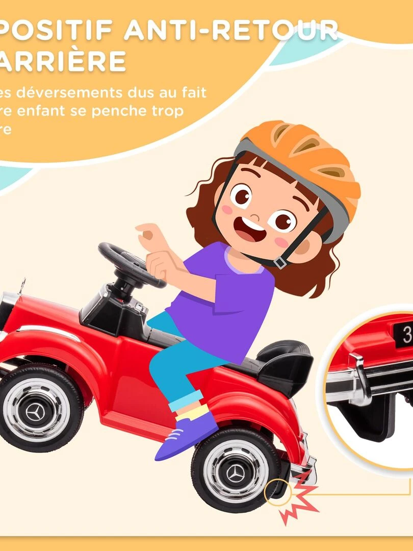 Porteur enfant voiture licence Mercedes Benz 300S coffre butée arrière   Rouge