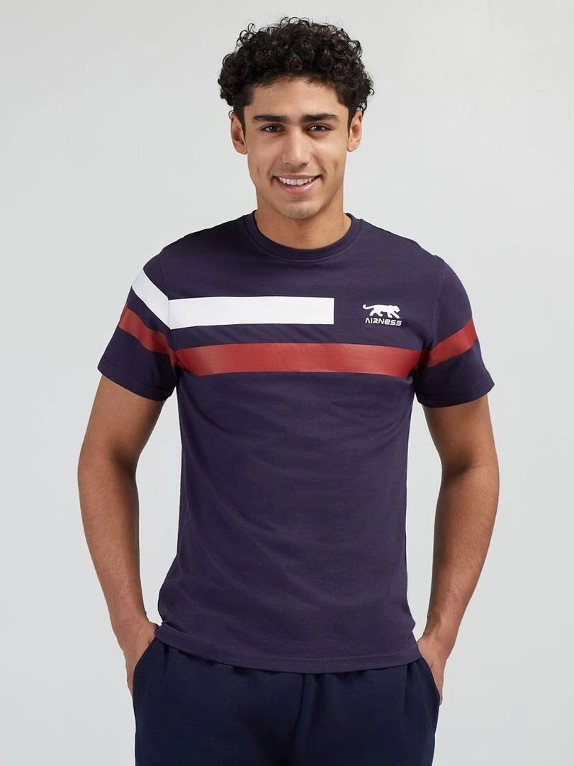 TEE SHIRT TRICOLORE Airness   Bleu marine