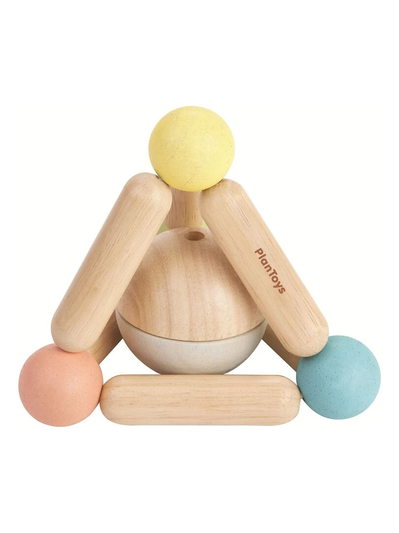 Hochet en bois triangle pastel   N/A