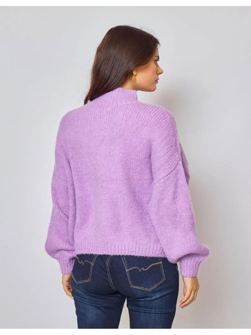 Pull col cheminé uni Kebello Violet