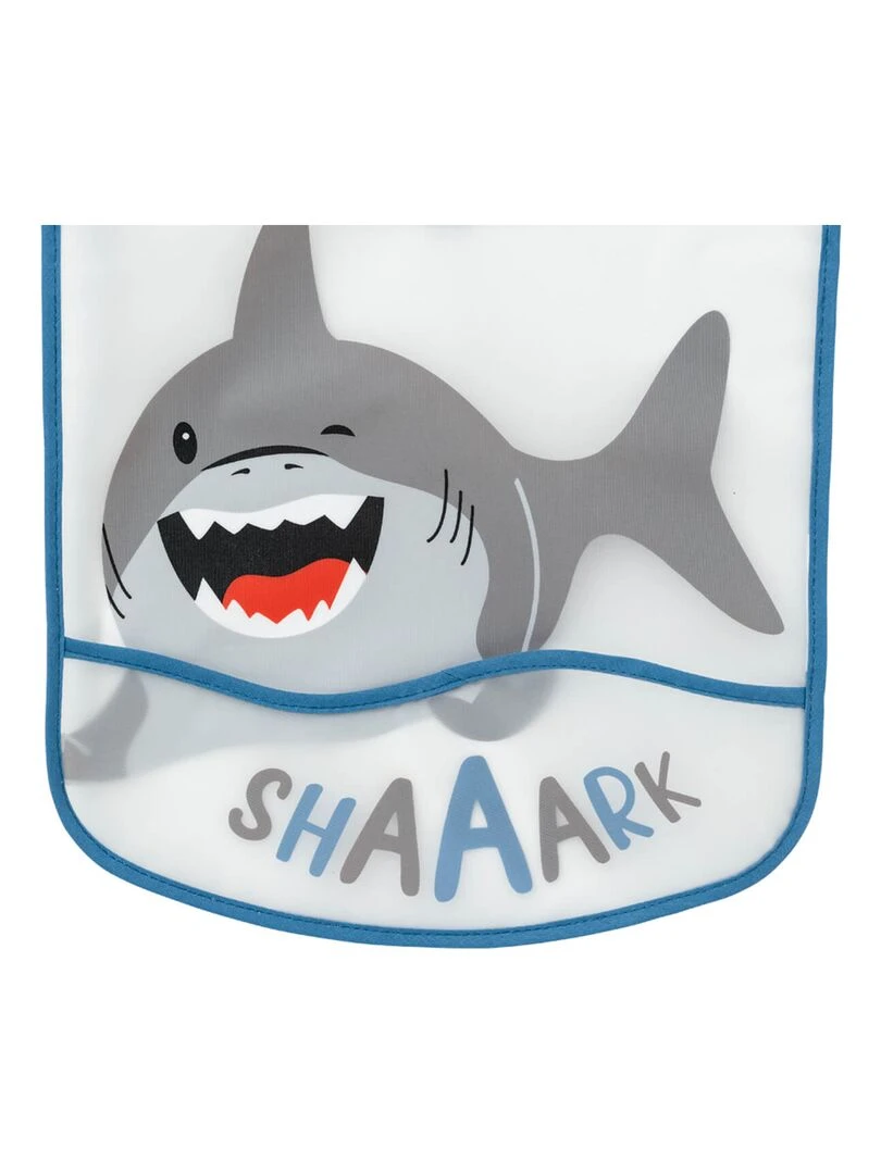 Bavoir 6 mois imperméable à poche 28x32 cm   Requin   Bleu