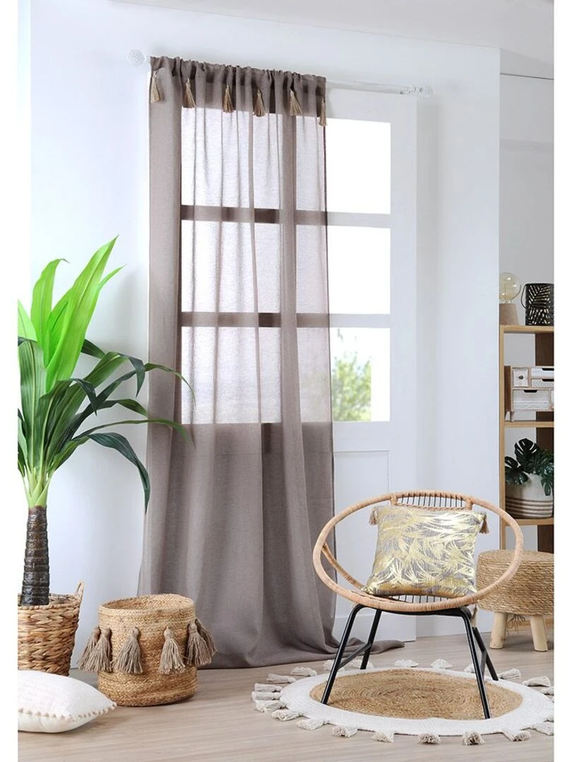 Voilage passe tringle 140x260 cm Ibiza taupe   Beige