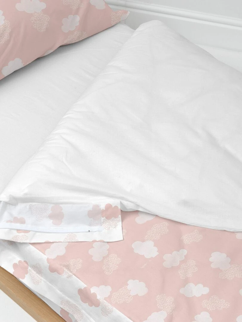 Couchage prêt à dormir Sans rembourrage Clouds "Happyfriday" Blanc Rose