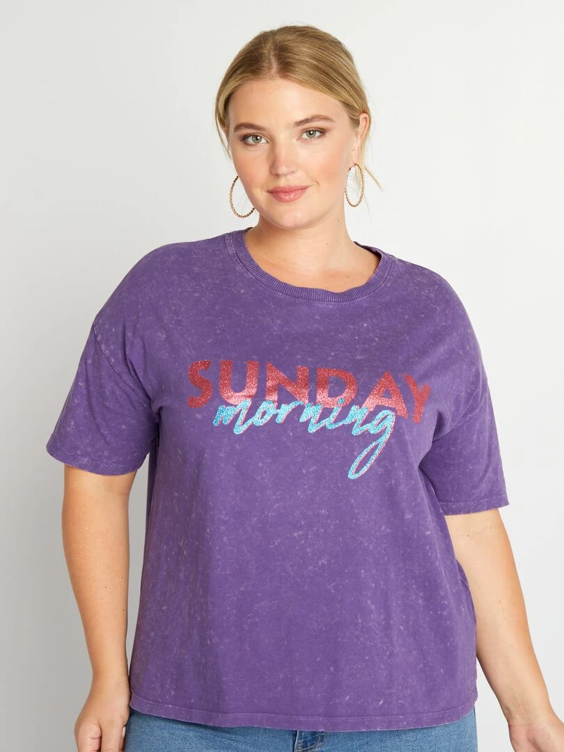 Tee shirt imprimé manches courtes Violet