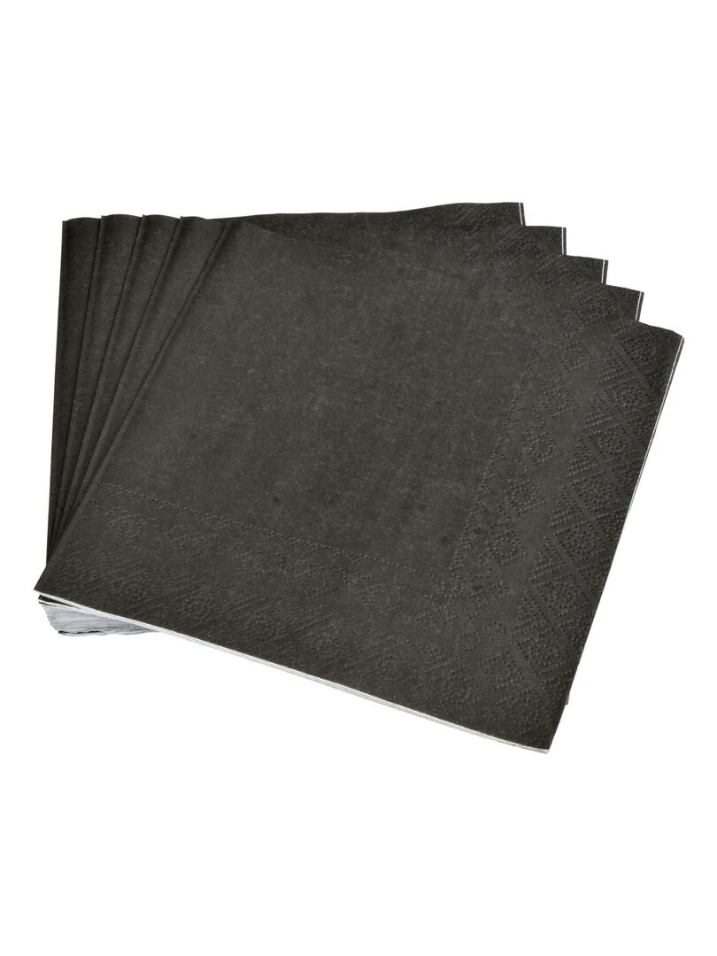 Lot de 20 serviettes en papier Tendance Uni Noir