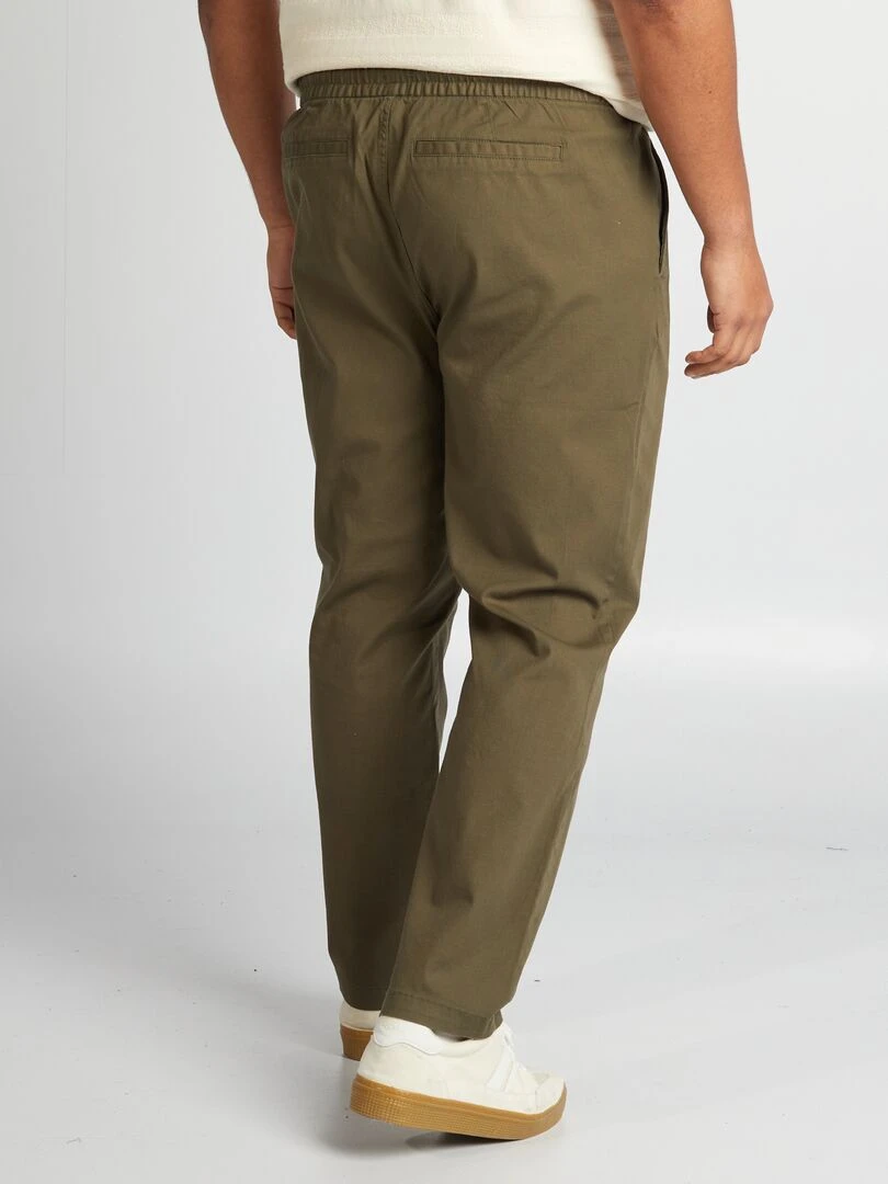 Pantalon chino à taille élastiquée   Kaki