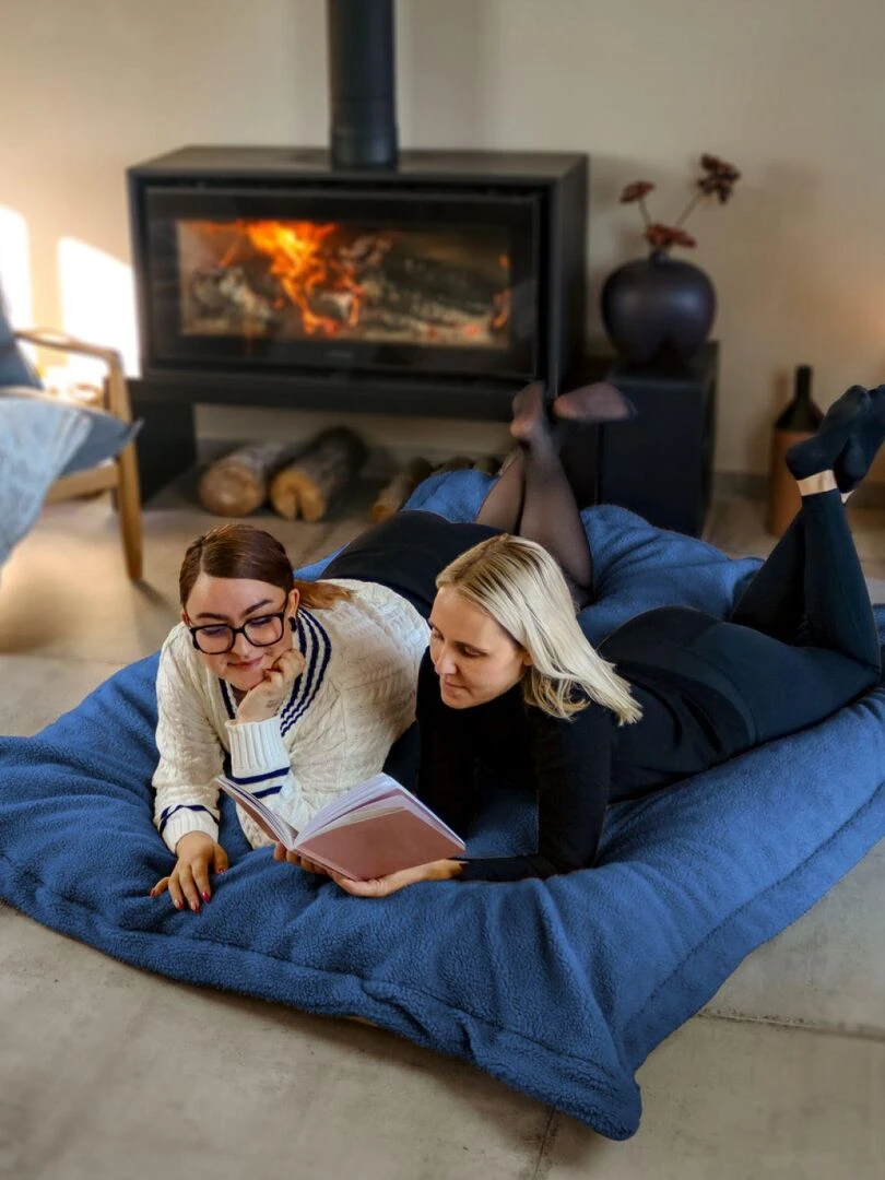 Pouf géant XXL  fauteuil d'intérieur déhoussable   Sherpa   Vivezen   Bleu marine