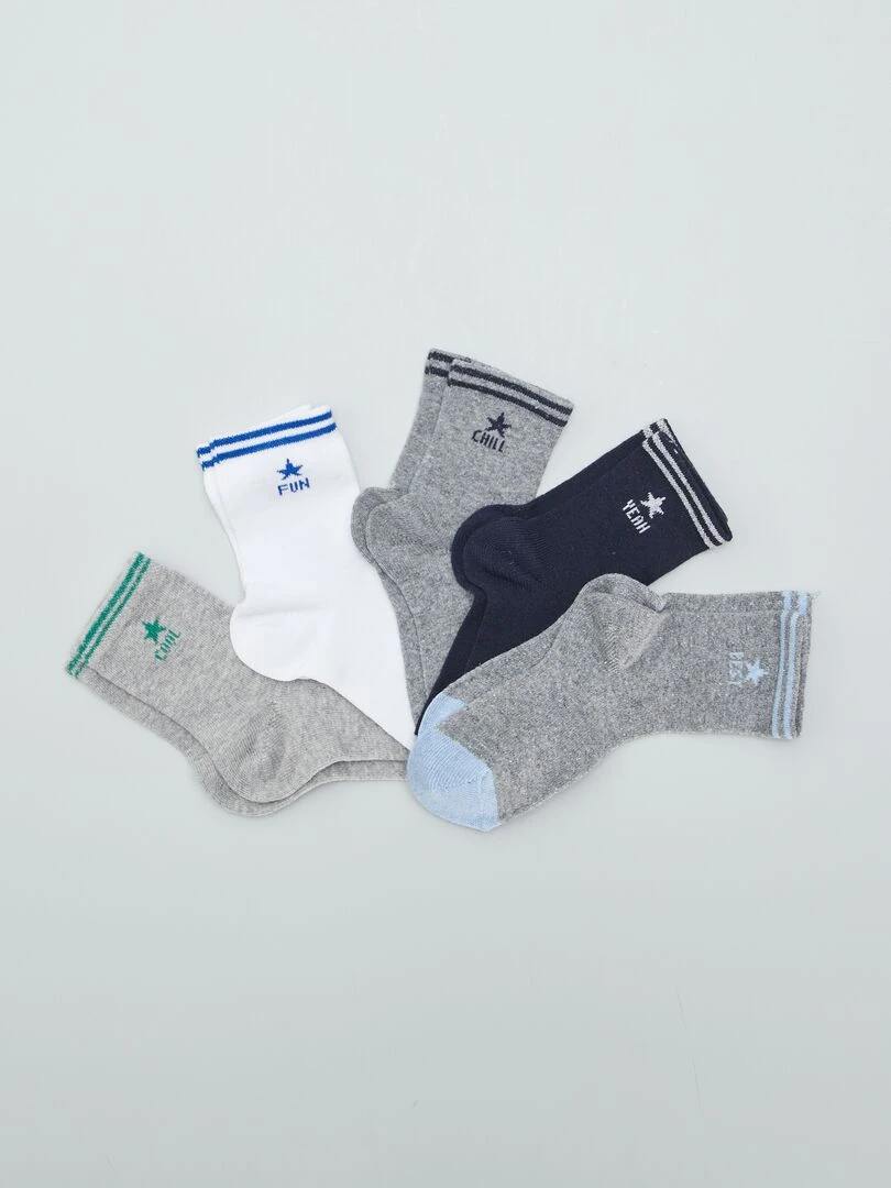 Lot de 5 paires de chaussettes à contrastes Gris