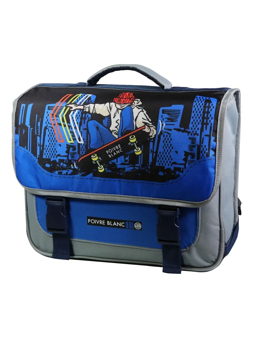 BAGTROTTER Cartable 38 cm Poivre Blanc Bleu Skate Bleu