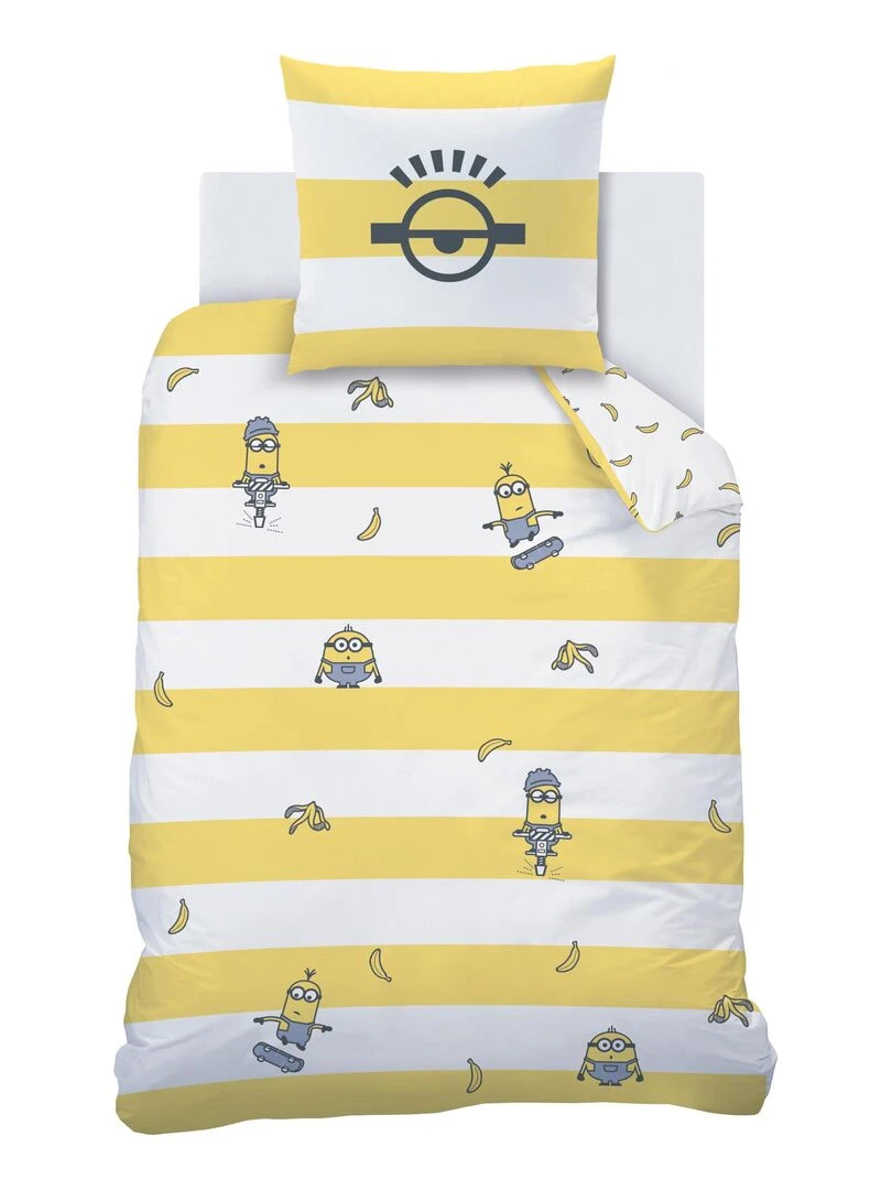 Parure de lit imprimée 100% coton  LES MINIONS SKETCH   Jaune