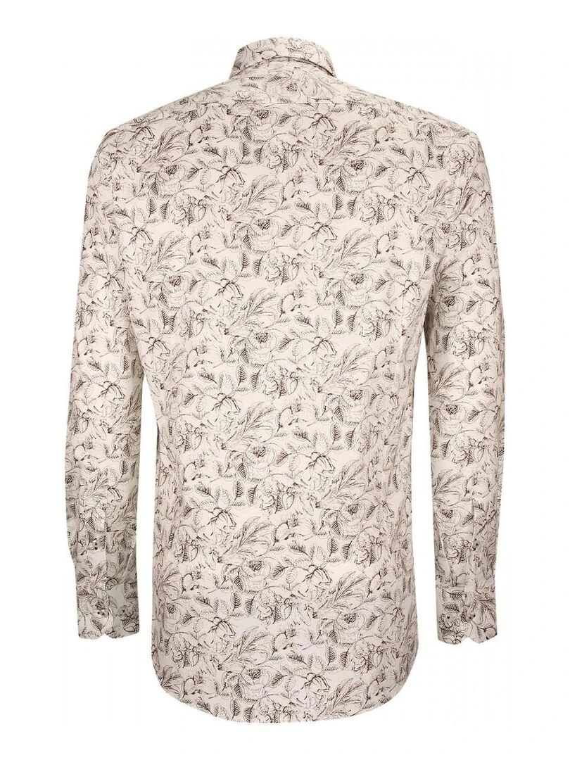 Chemise cintrée tissu imprimé FOGLIO   Blanc