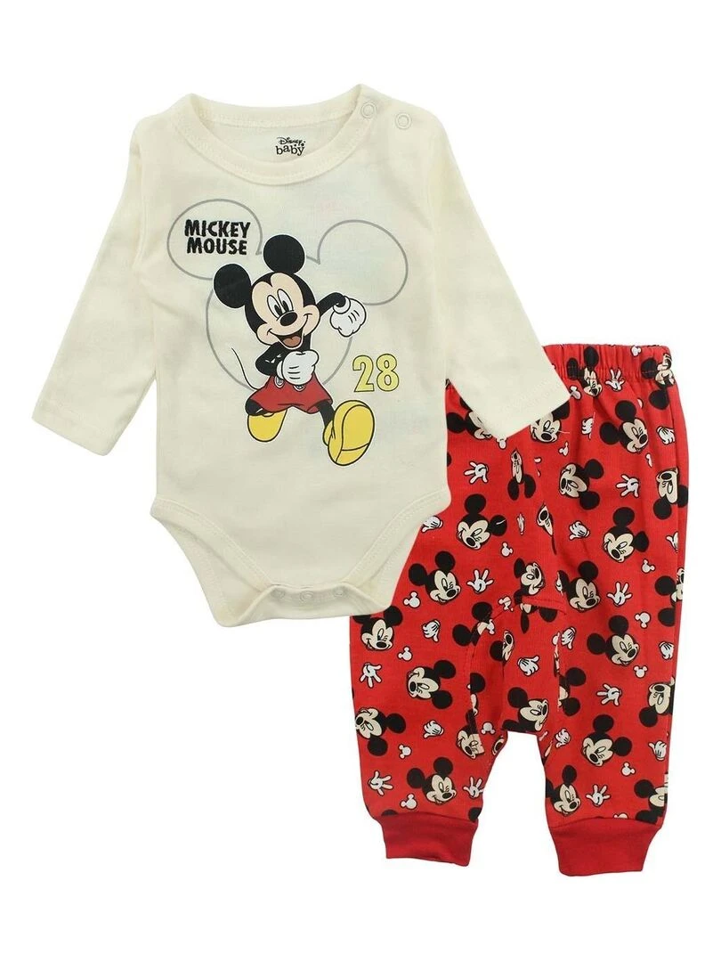 Disney Ensemble Body pantalon bébé garçon Imprimé Mickey Blanc