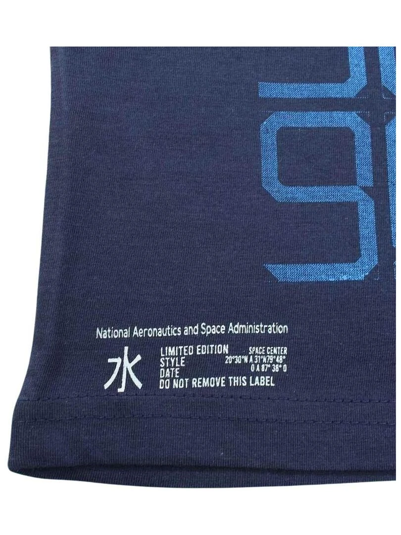 Nasa   T shirt garçon imprimé logo en coton   Blanc