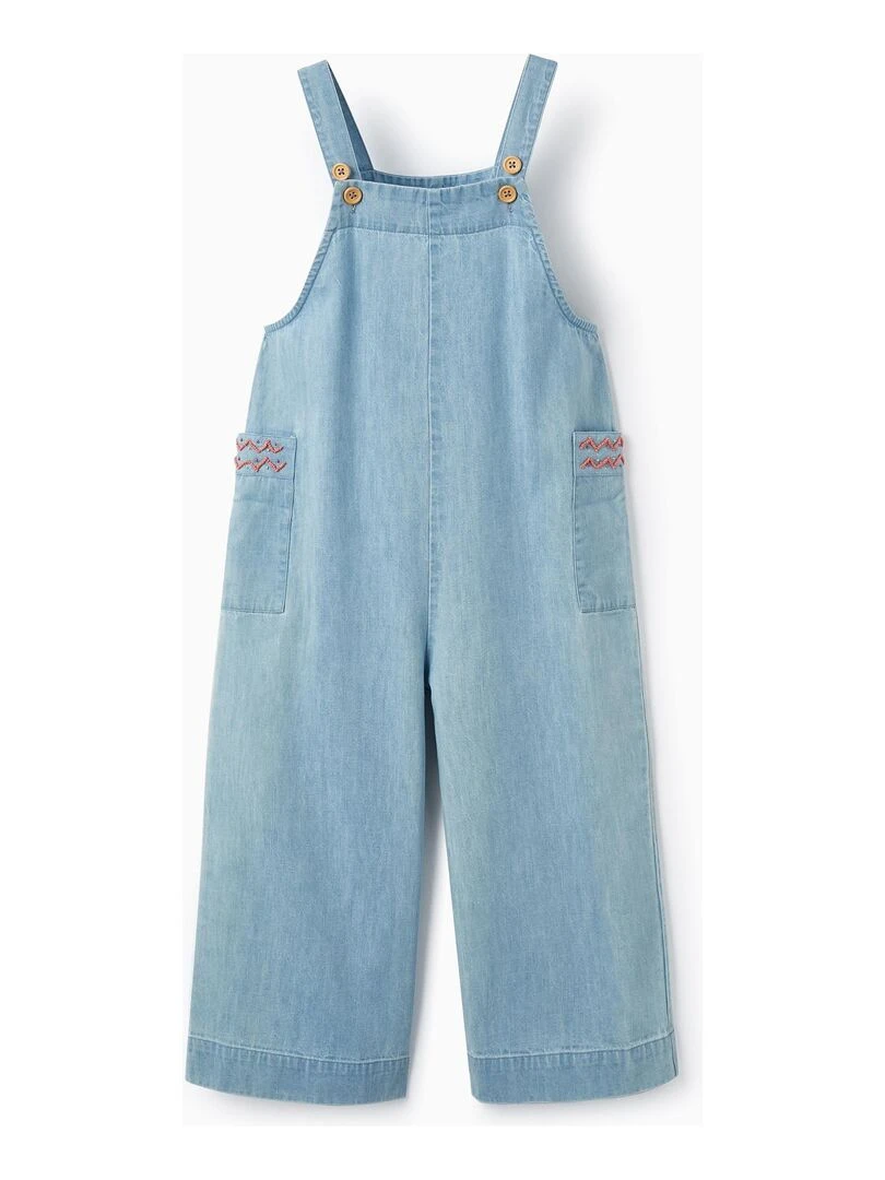 Salopette en jean léger en coton avec perles pour fille SICILIAN DAYS Bleu