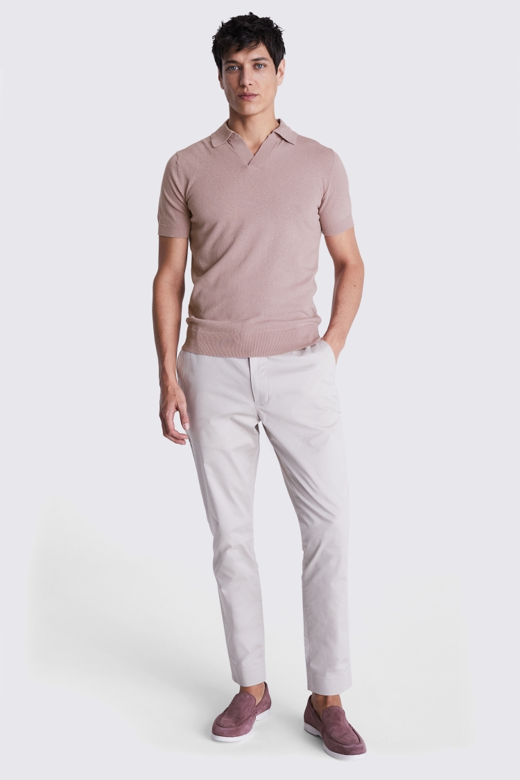 Linen Blend Pink Skipper Polo Buy Online at Moss