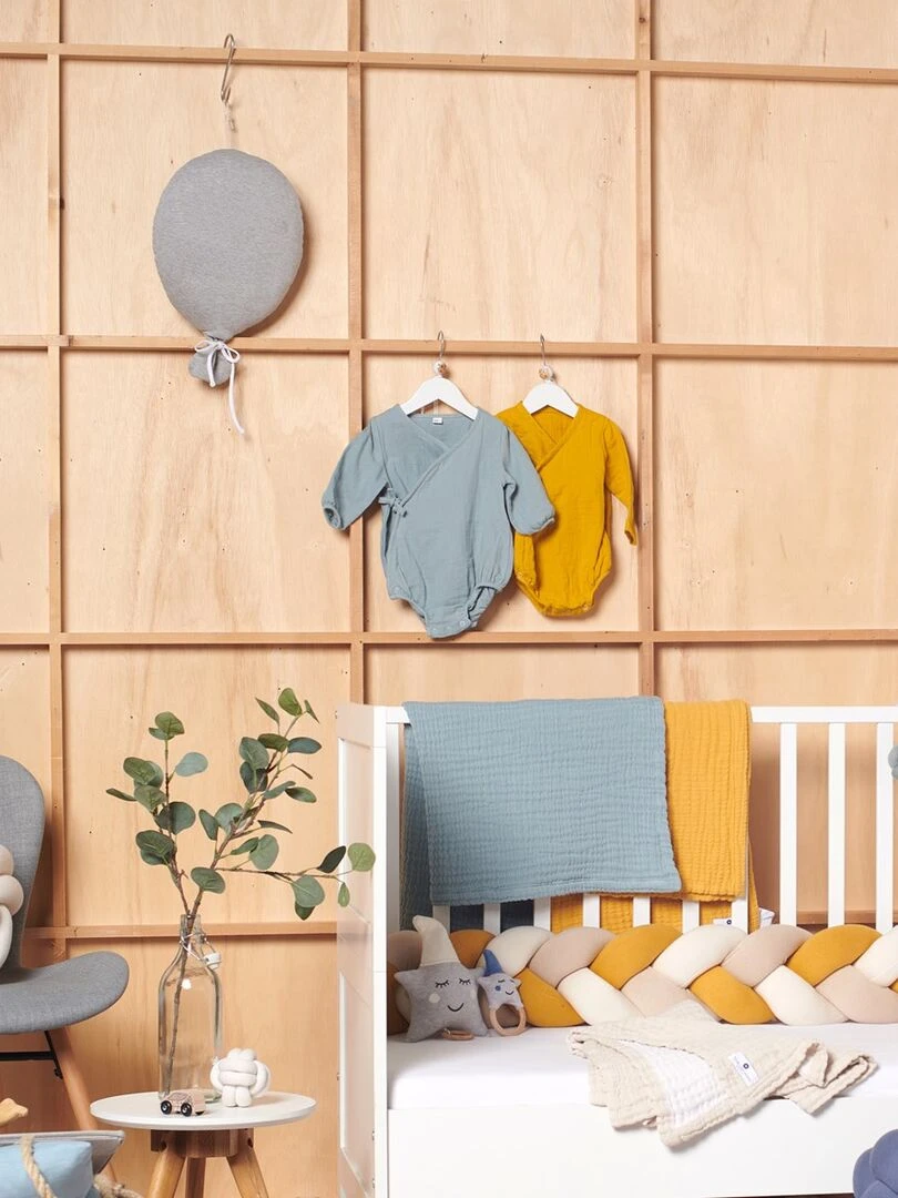 Coussin bébé en coton tricoté ballon   Gris