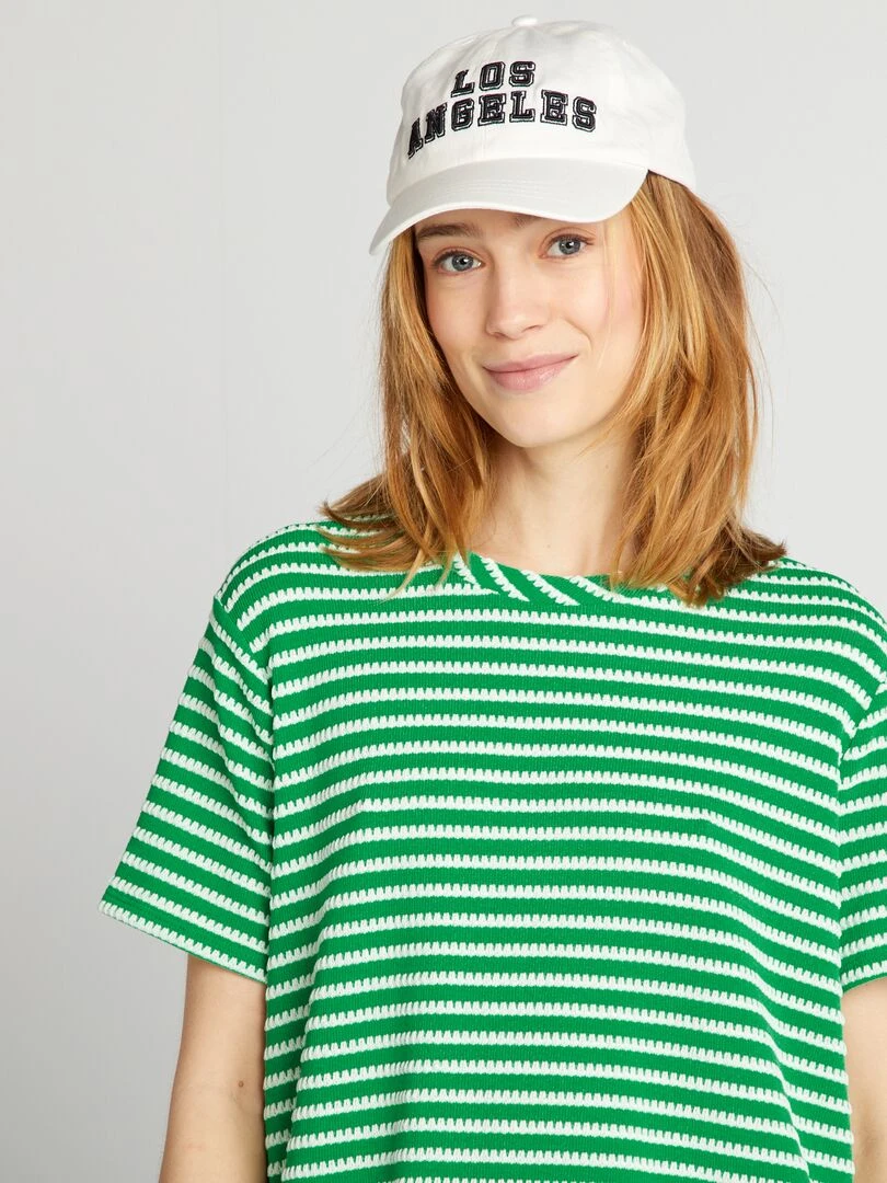 T shirt rayé en crochet   Vert