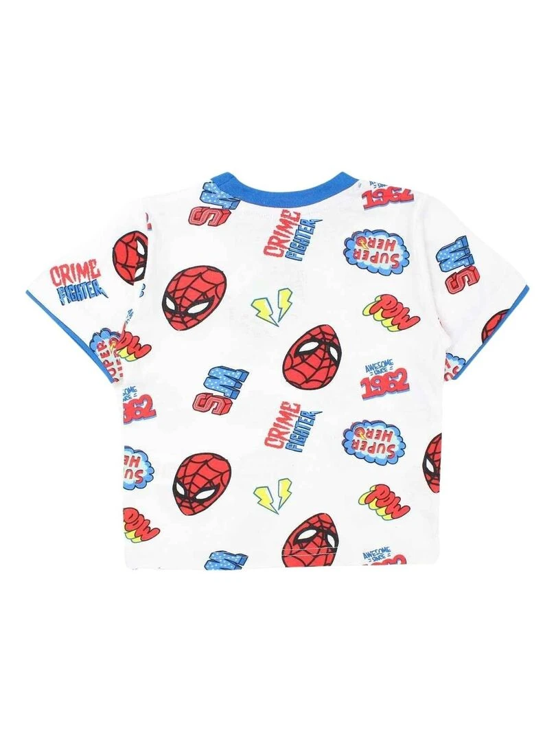 Disney   Ensemble ​​T shirt short garçon Imprimé Spiderman   Bleu