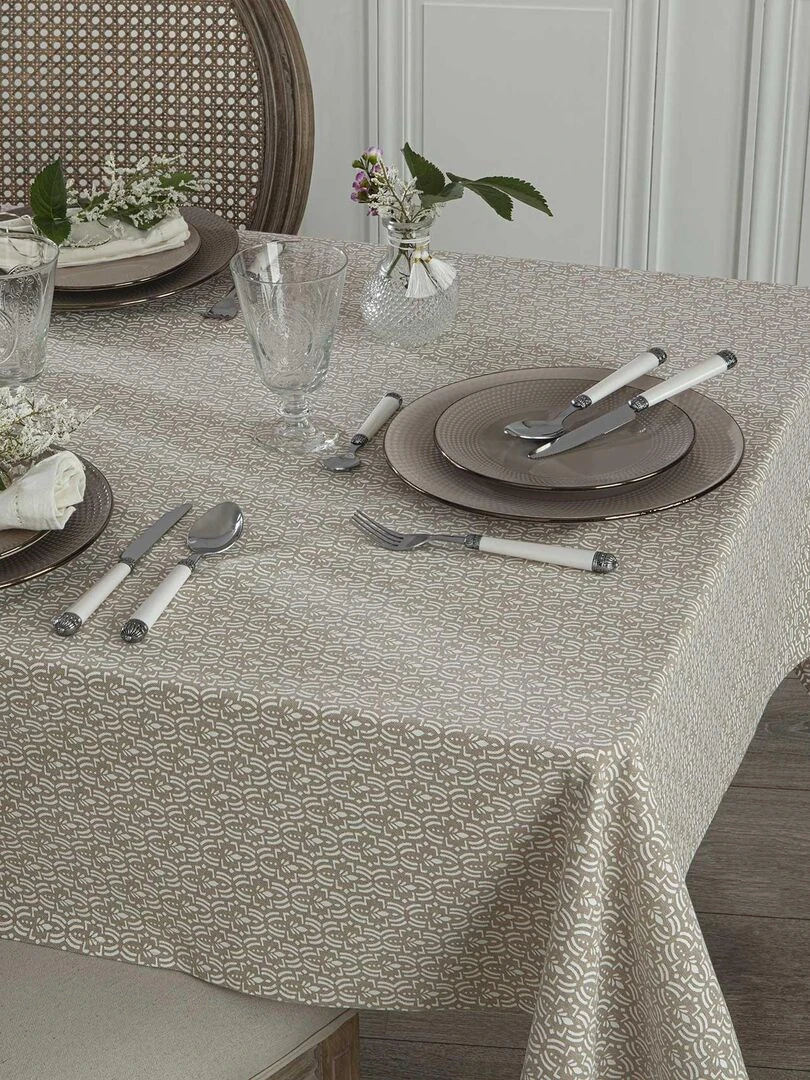 Nappe rectangulaire imprimée Arya   Beige clair