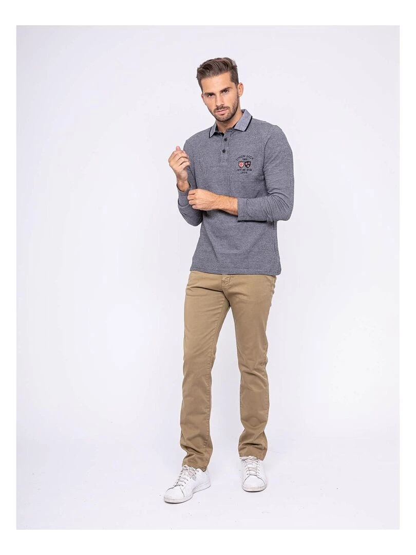 Polo manches longues pur coton POITIER   Noir