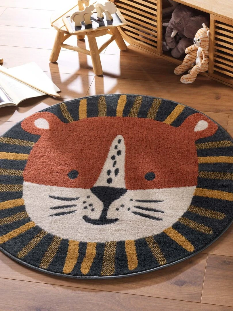 Tapis rond le lionceau   Marron