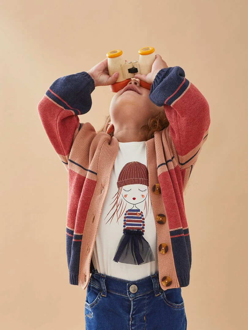 Cardigan tricot tricolore Noukie's Beige