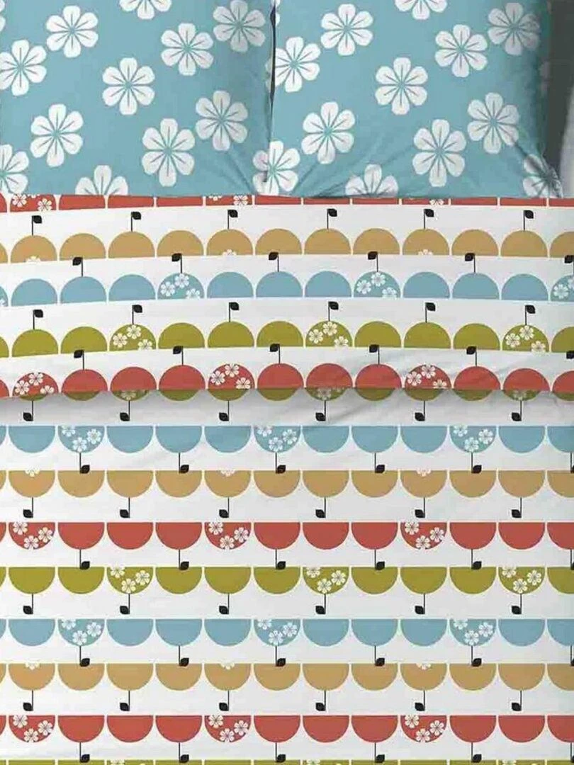 Housse de couette + 2 taies d'oreiller 65x65 cm Coton Grany   Vert