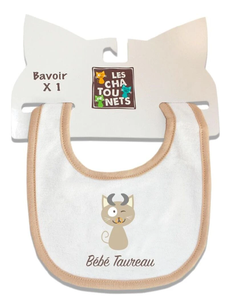 Bavoir Taureau LES CHATOUNETS Blanc