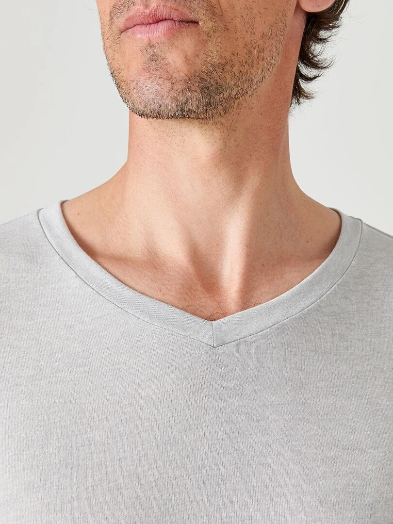 T shirt manches courtes col V Thermolactyl Sensitive   Damart   Gris chiné