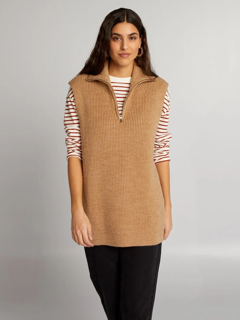 Pull camionneur sans manches Beige