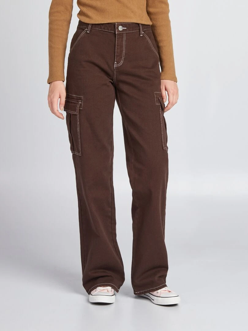 Pantalon avec poches à rabats Marron