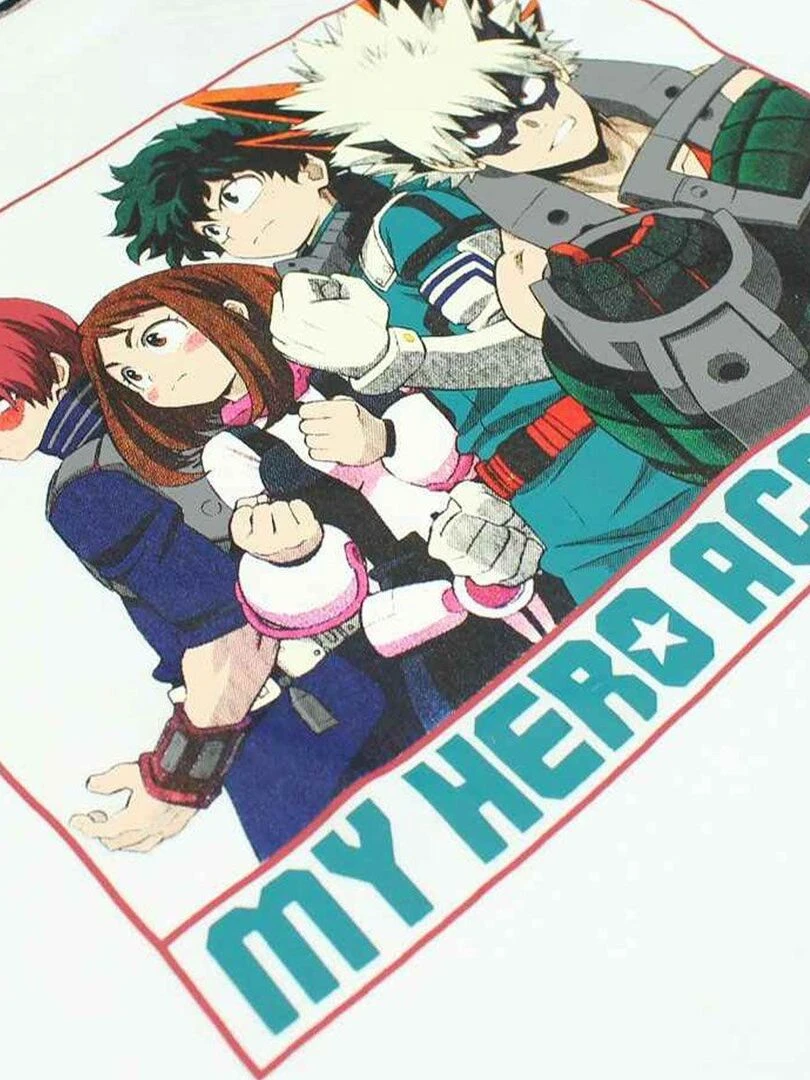Disney   T shirt garçon imprimé My Hero Academia en coton   Blanc