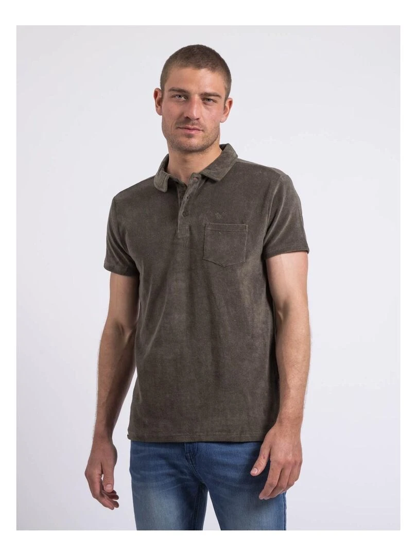 Polo manches courtes éponge PIBARK Kaki