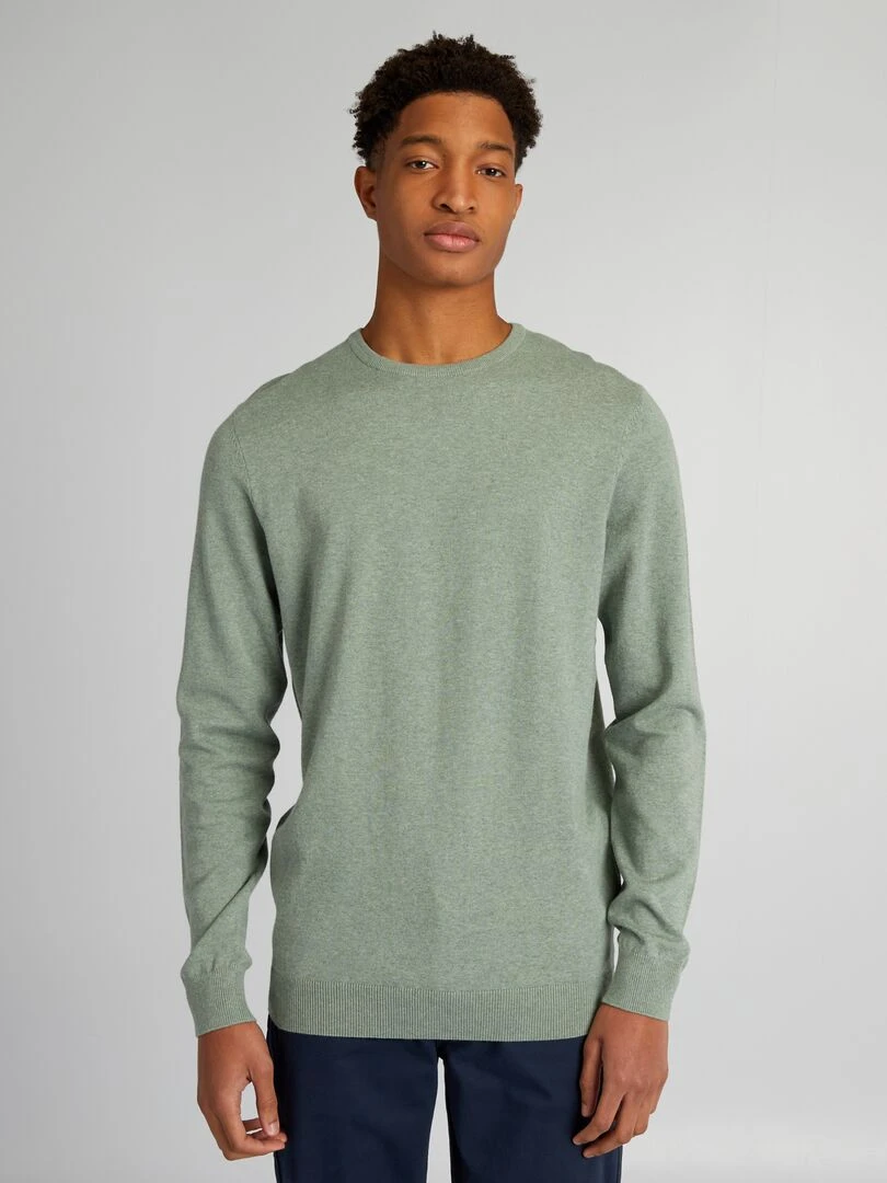 Pull uni à col rond +1m90 Vert