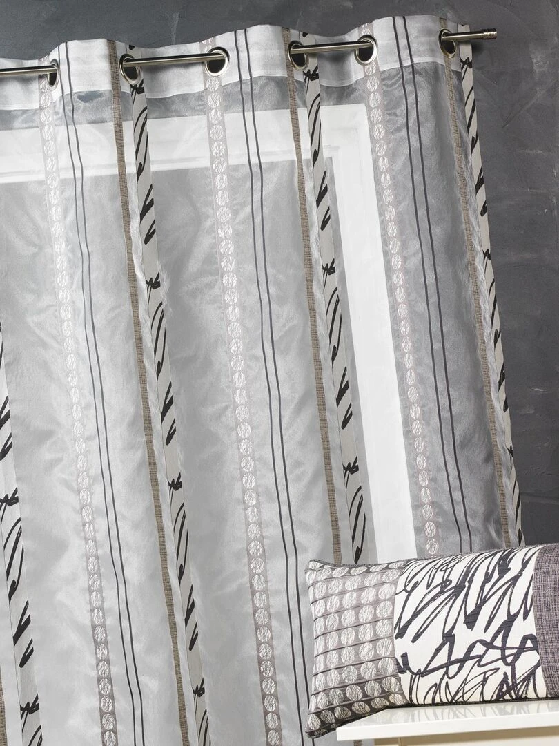 Voilage en organza à fines rayures zébrées Gris clair