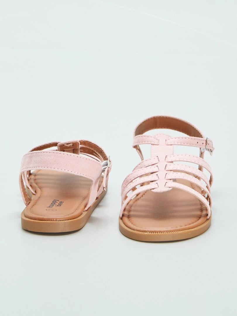 Sandales plates à multi lanières   Rose