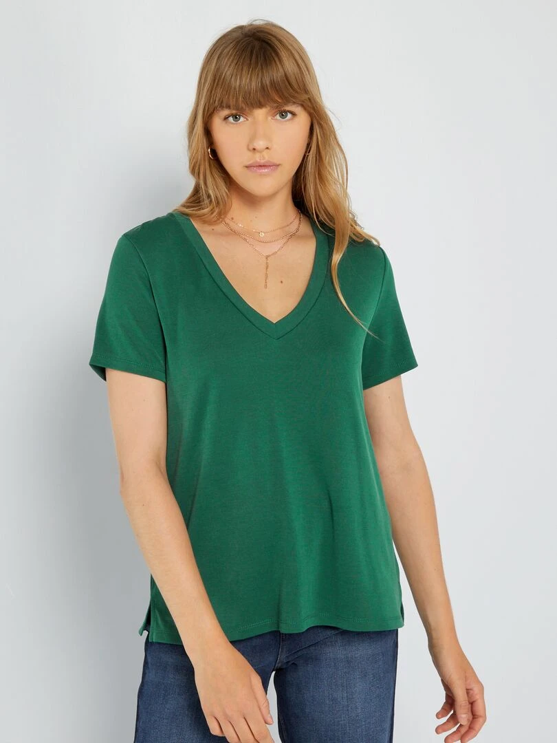 T shirt manches courtes matière douce   Vert