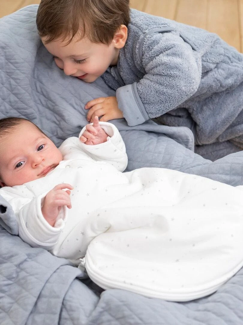 Bemini Gigoteuse  avec moufles Pady jersey et jersey   Blanc Beige