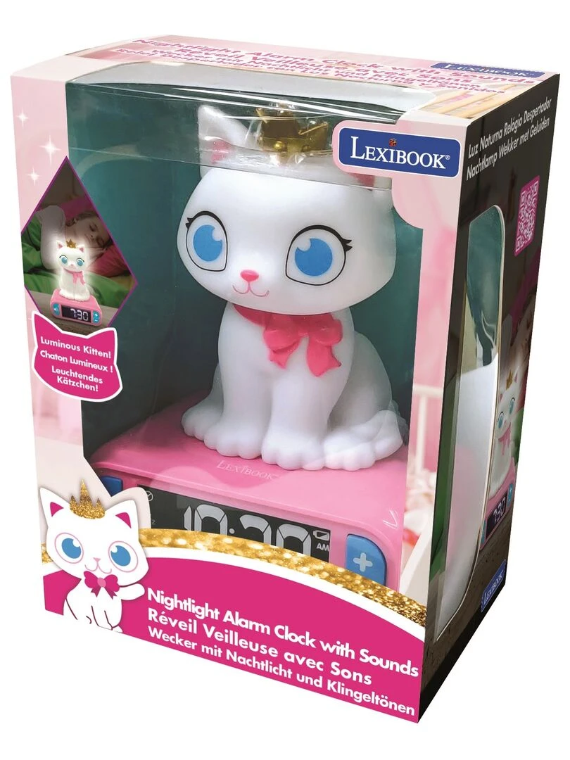 Réveil Avec Veilleuse Lumineuse Chat En 3d Et Effets Sonores   N/A
