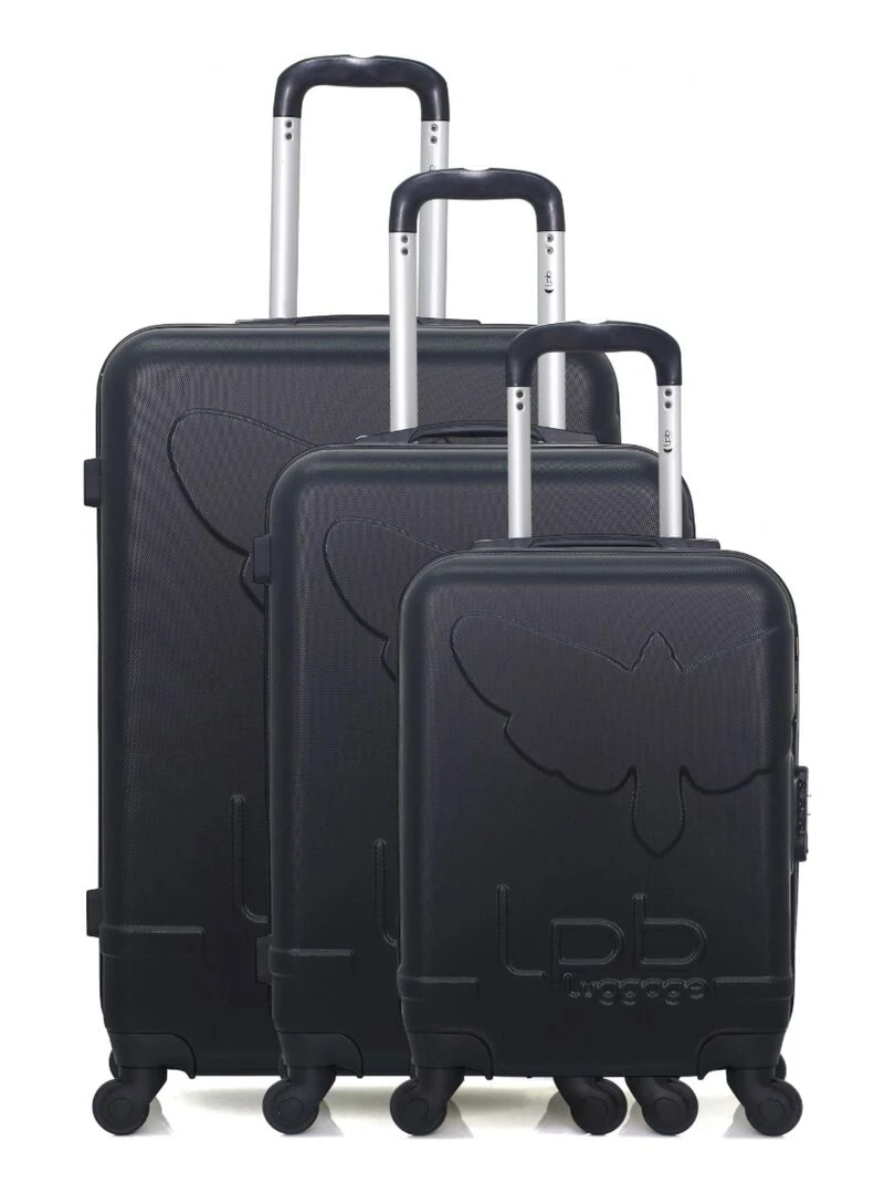 LPB LUGGAGE SET DE 3 ABS NORINE A 4 ROUES Noir