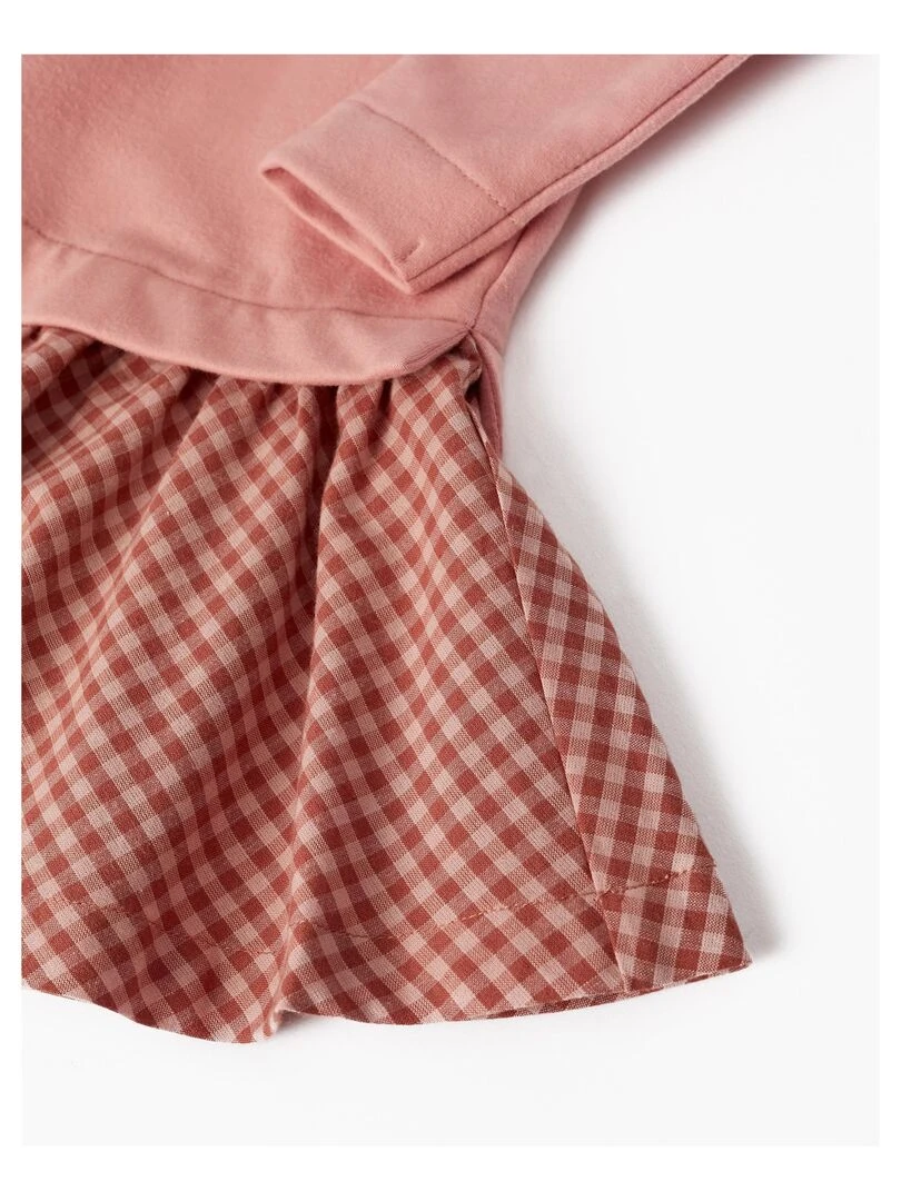 Robe en coton à carreaux Vichy pour bébé fille manches longues  ACE CLUBS   Rose