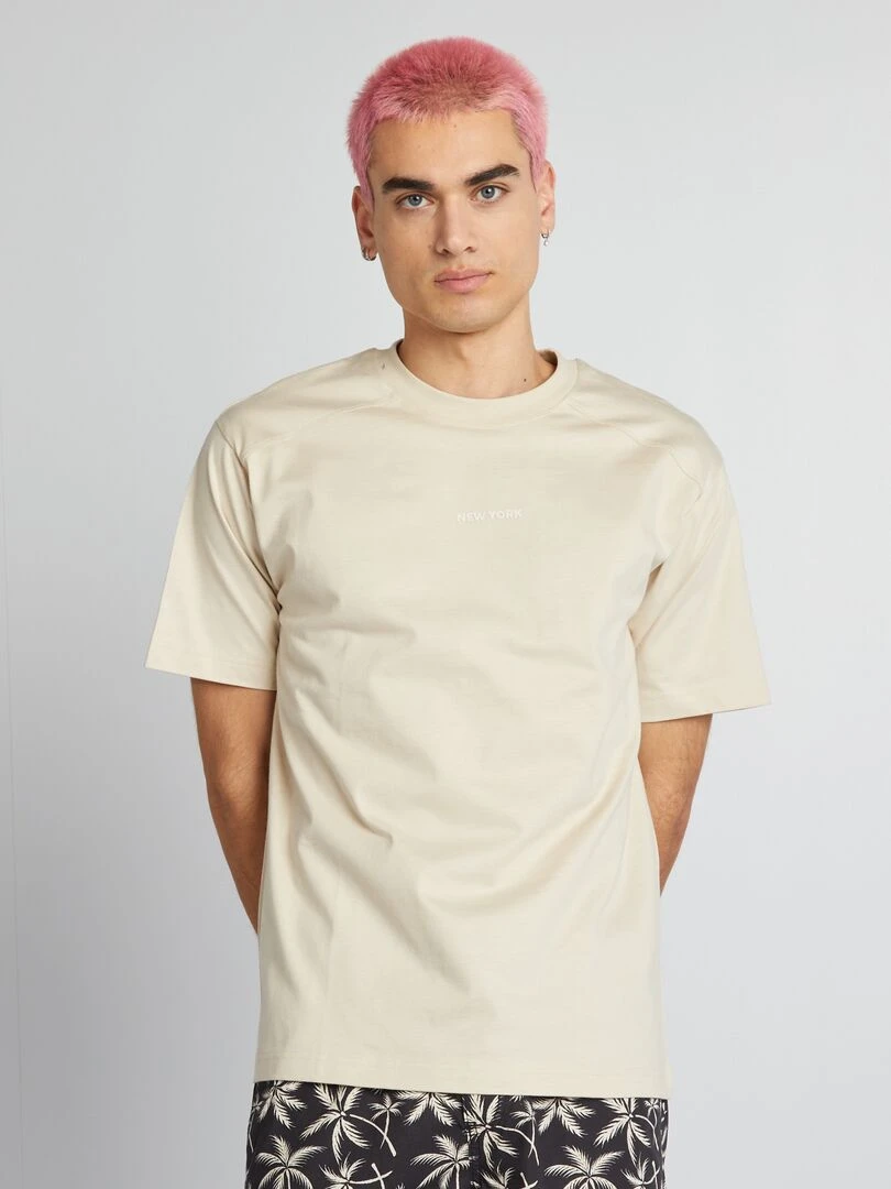 T shirt à manches courtes 'New York'   Beige