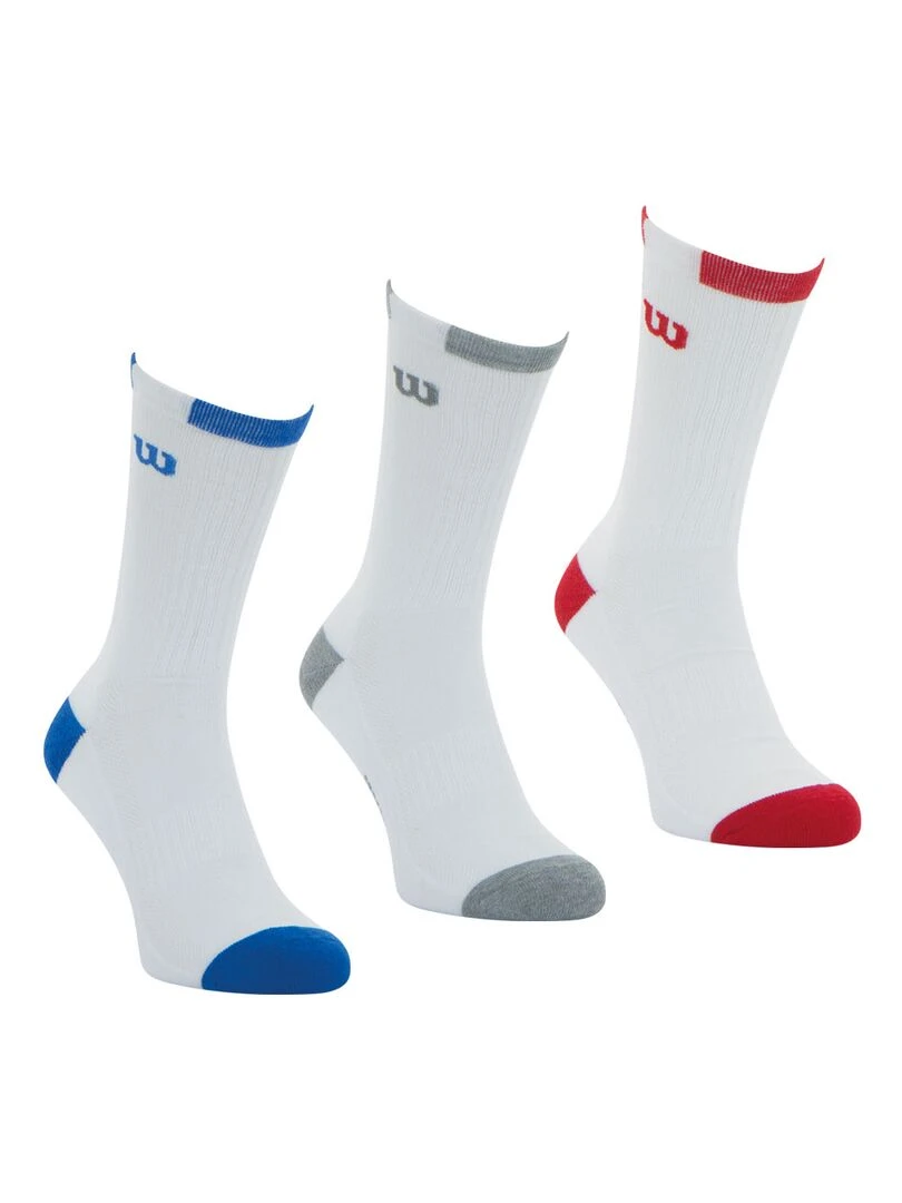 Lot de 3 paires de chaussettes Crew Homme Wilson Blanc