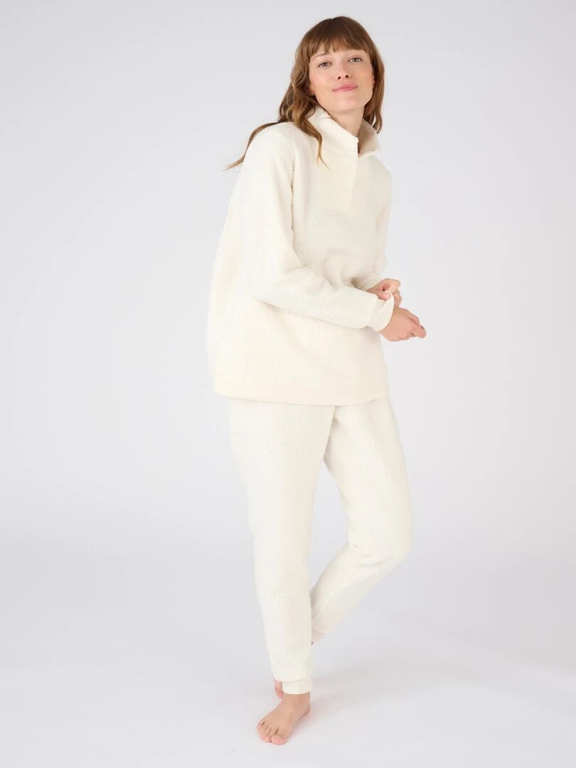 Pyjama maille moutonnée Thermolactyl Damart Blanc Ecru Blanc