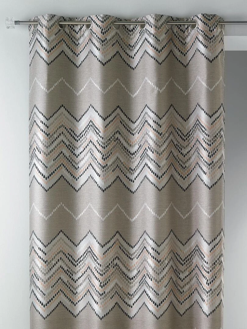 Rideau en jacquard à motifs "chevron" Beige