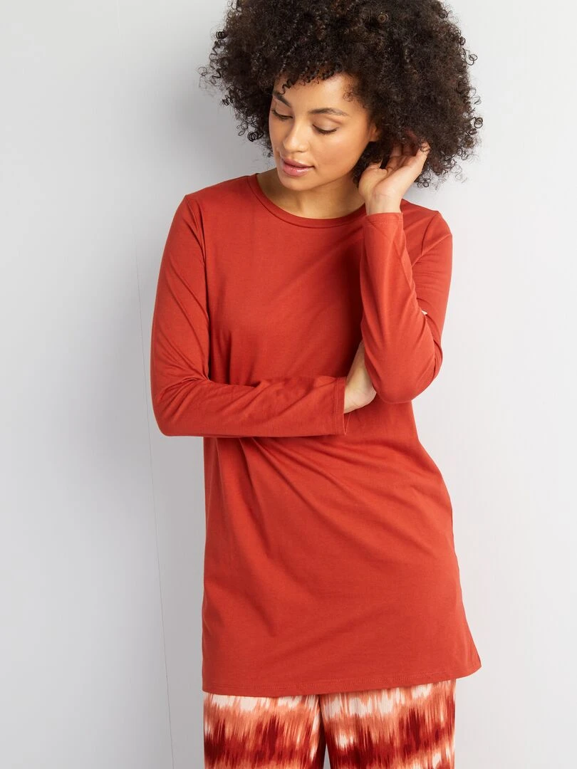 T shirt long à manches longues Rouge