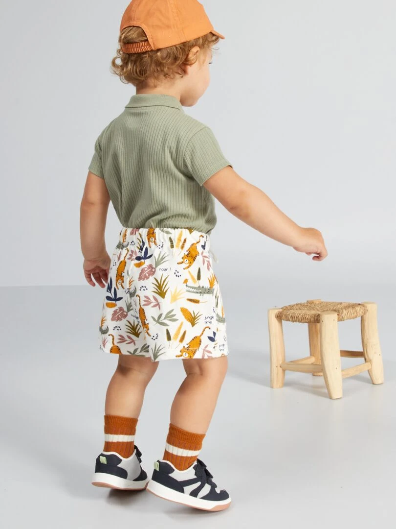 Short en maille imprimé fantaisie   Blanc