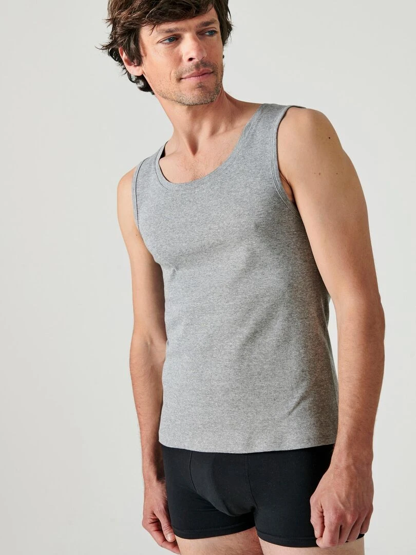 Lot de 2 débardeurs Essential pur coton peigné Damart Gris chiné